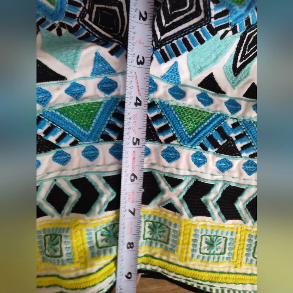 Hail Bob Cabana Embroidered lined Shorts Boho Global Design pockets Sz Xs Zip